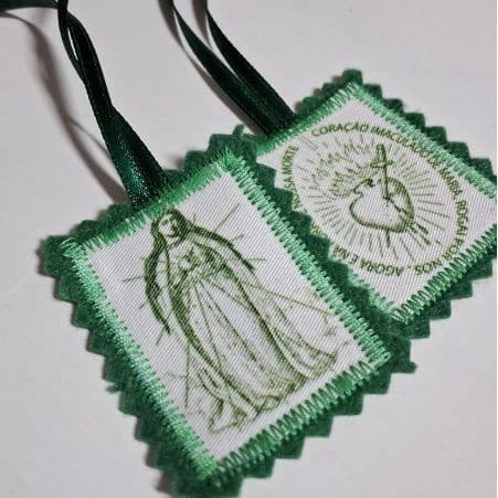 Escapulario Conversão (KIT com 2 peças), Verde Insígnia Imaculado Coração de Maria