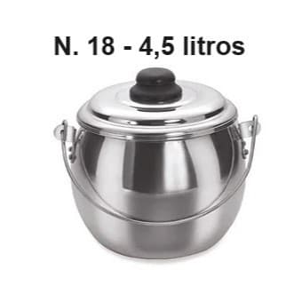Caldeirão Alumínio Polido Bojudo Nº14 Eirilar 2,4L Panela Grande Reforçada Marmita Feijoada Cozinha Família Caldeirão Al