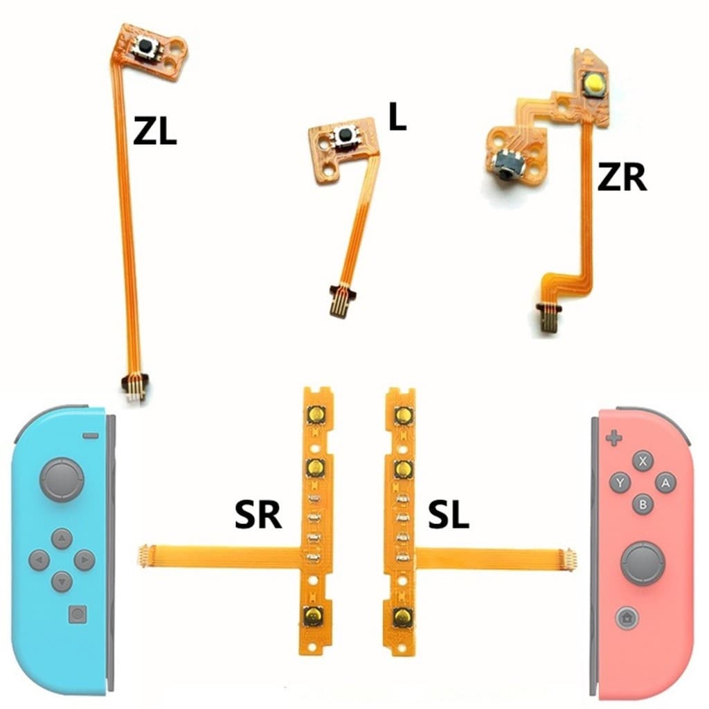 Kit 5 Cabo Flat Flex Reparo Botões Controle Para Joycon Nintendo Switch - L - SR - SL - ZL - ZR