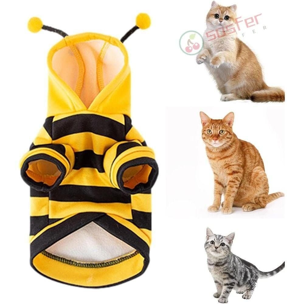 SOSFER Fantasia De Abelha Para Animais De Estimação Com Capuz , Roupas Macias E Respiráveis Cães Gatos , Design De Listr