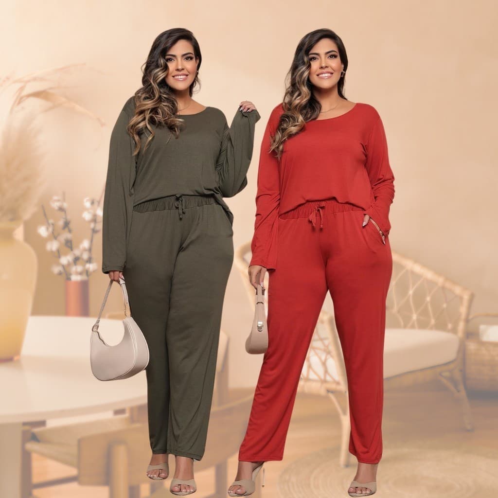 Kit 2 Conjuntos Plus Size Moda Confortável Casual Premium Moderno Luxo