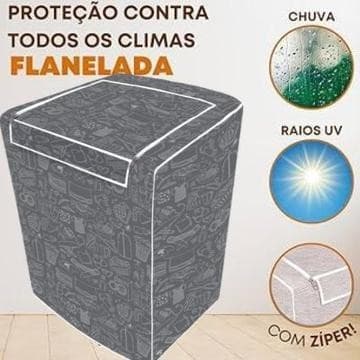 Capa Maquina de Lavar Abertura Superior Lavanderia Cinza Estampada Electrolux Brastemp Consul Colormaq Impermeavel Korin