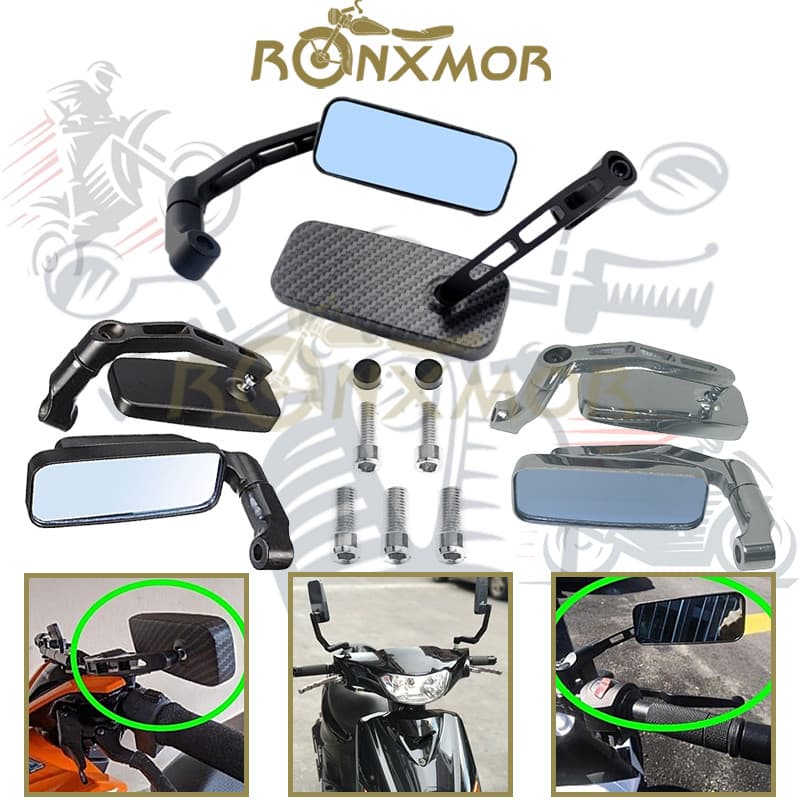 RONXMOR 2 Pcs Espelho Retrovisor Modificado Para Motocicleta Máquina Esportiva Modificada Monster Haste De Alumínio + Vi