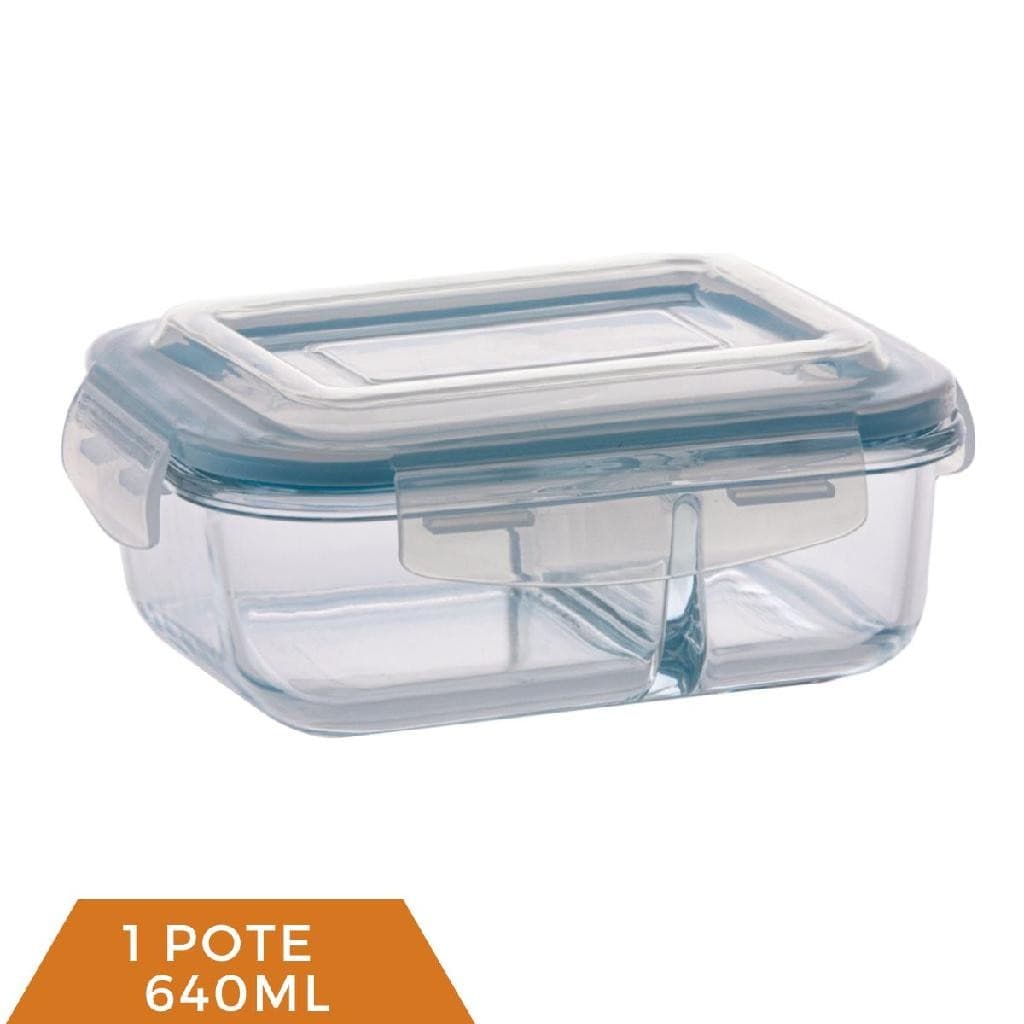 Pote 640ml Divisória Hermético Marmita Fit 4 Travas- oferta