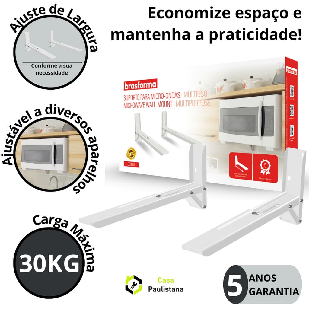 Suporte para Microondas Forno Elétrico Impressora Universal de Parede