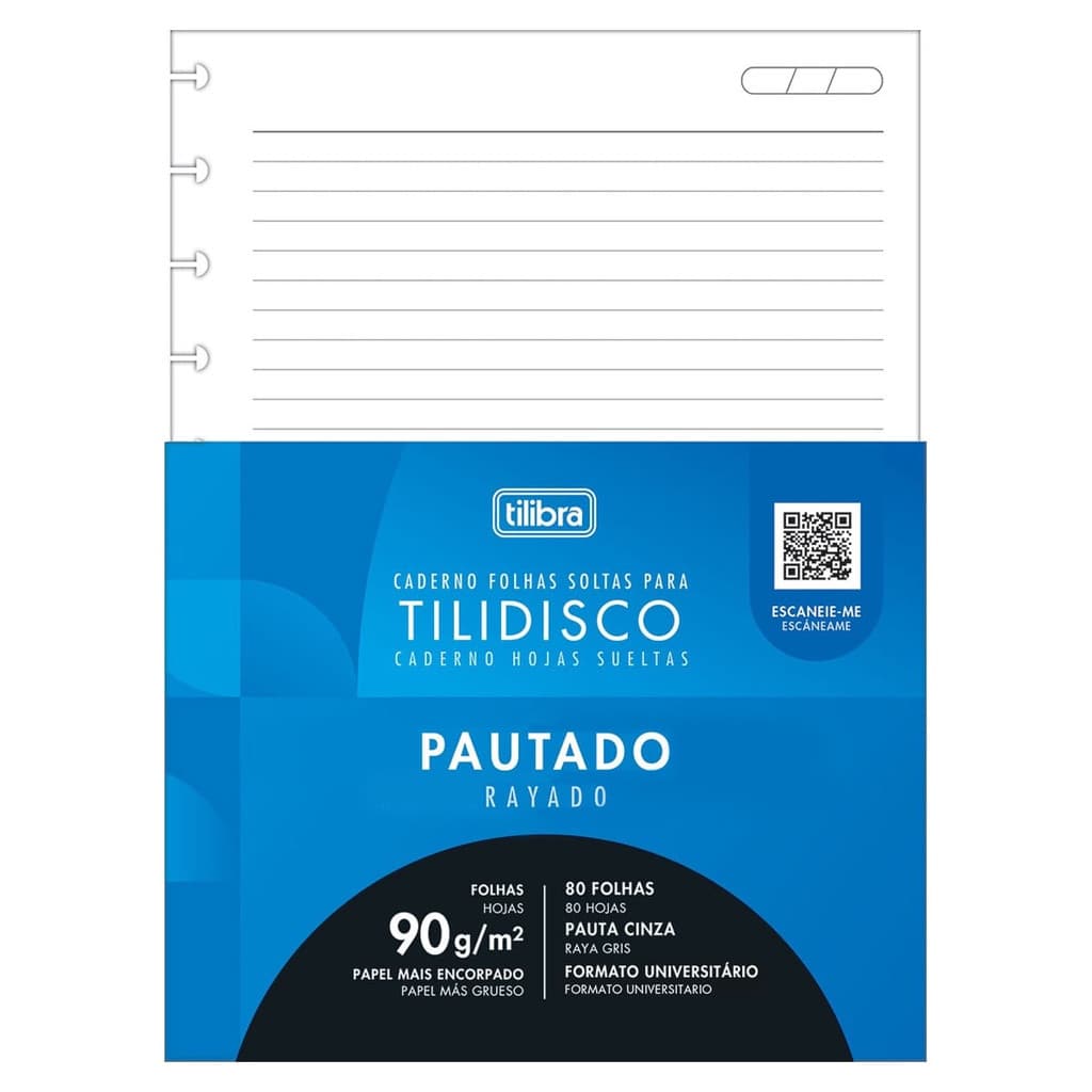 REFIL FOLHAS SOLTAS TILIDISCO 80FL UNIVERSITÁRIO 200MM X 275 - TILIBRA