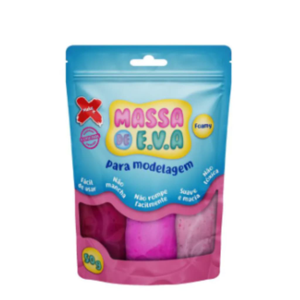 Massa de EVA 3 Cores tons de Rosa 50G