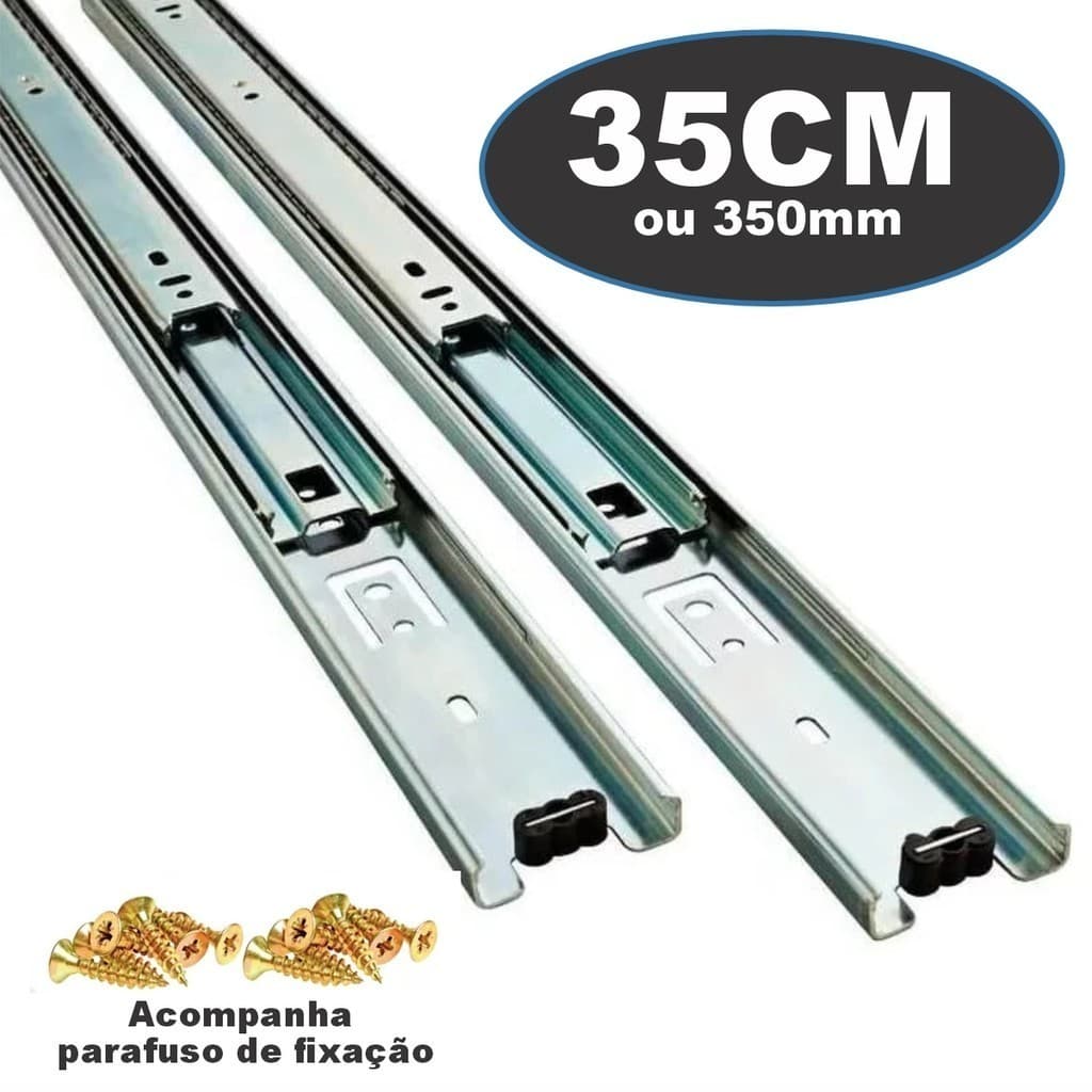 Kit 10 Corrediças MINI LIGHT De Gaveta Trilho Telescópico 350mm  (5 PARES)