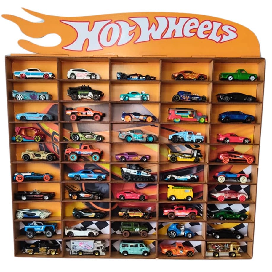 Porta Carrinhos Hot Wheels Expositor 50 Carrinhos Elegante Diferente Mdf Colecionáveis