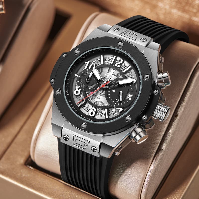 Novo estilo KIMSDUN marca relógio de pulso masculino esportes Silicone moda calendário relógio de quartzo