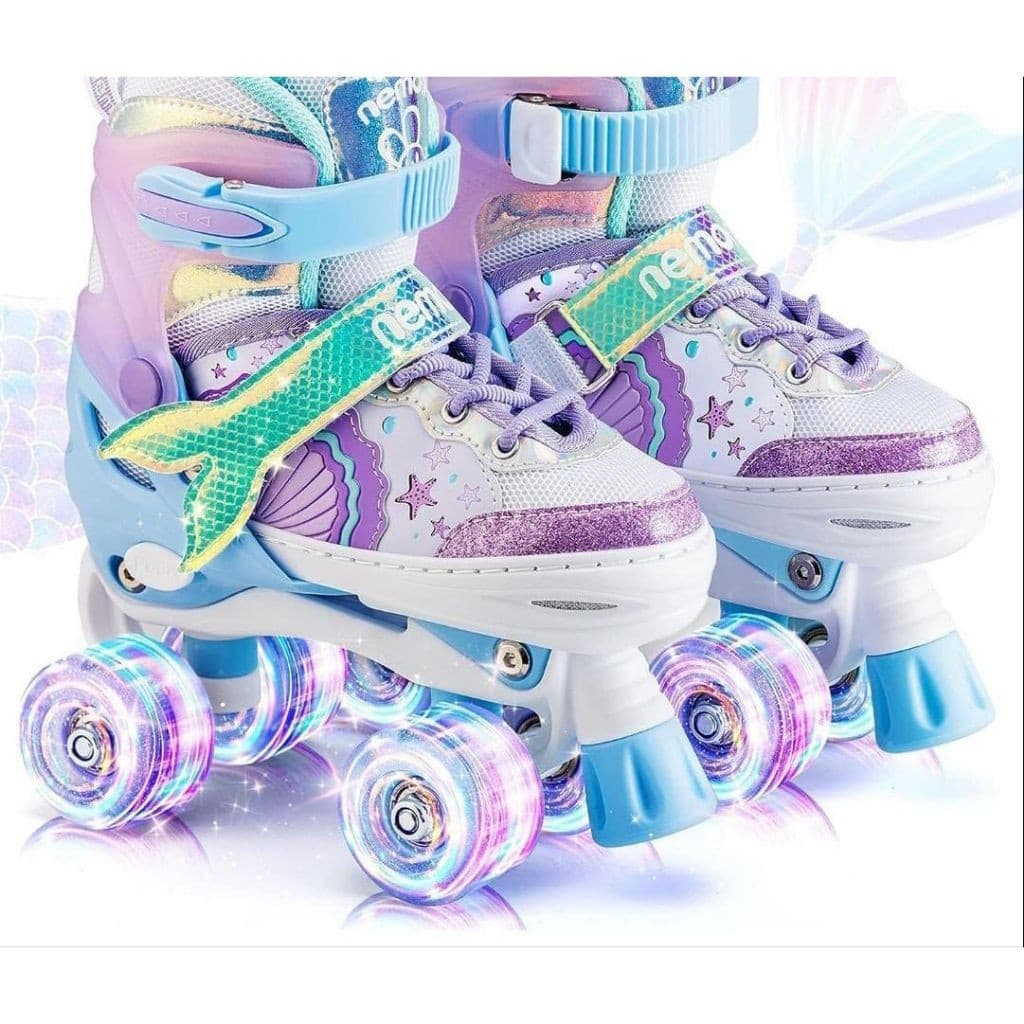 Patins 4 Rodas ARCO ÍRIS Com Luz De Led E Glitter Top...