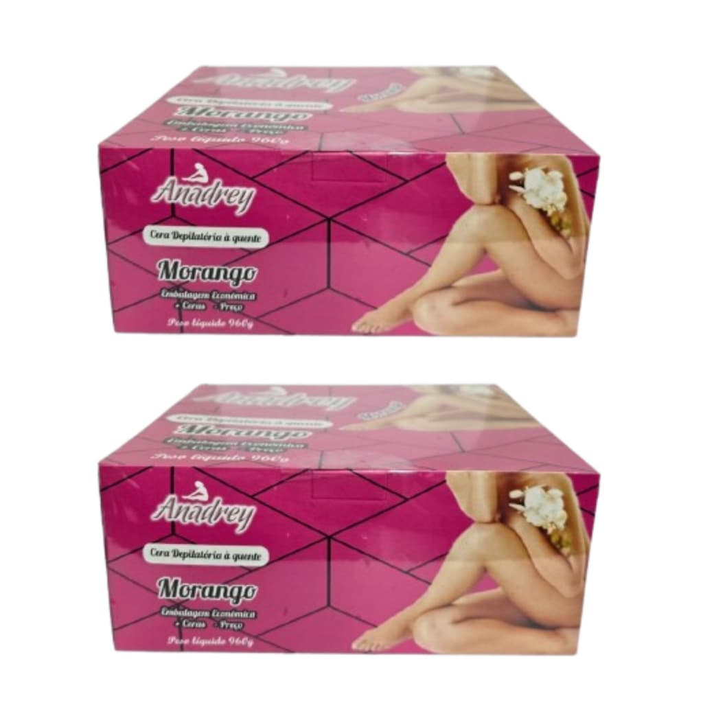 Kit Com 2 Cera Depilatória Anadrey Morango 960g