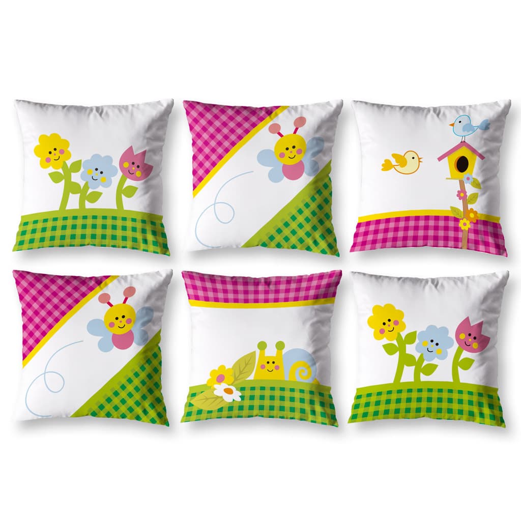Kit 6 Almofadas Cheias Menina Estampadas Infantil 40cm x 40cm Zíper invisível Digital Decorativa Menina