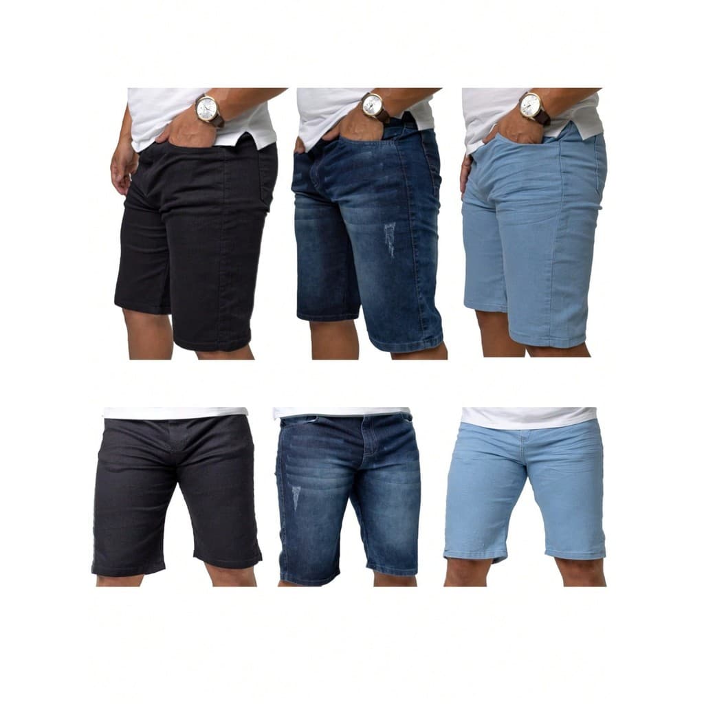 Kit Bermuda Jeans Masculina Com Lycra Stretch Super Conforto - Presente ideal 2026