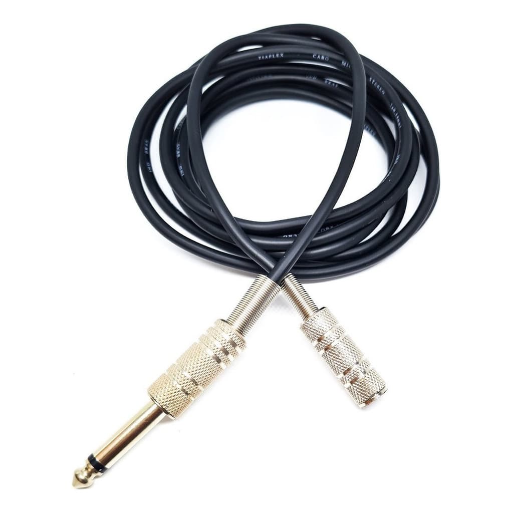 Cabo Extensor P2 Femea Stéreo P10 Mono 5m J2 Fone De Ouvido