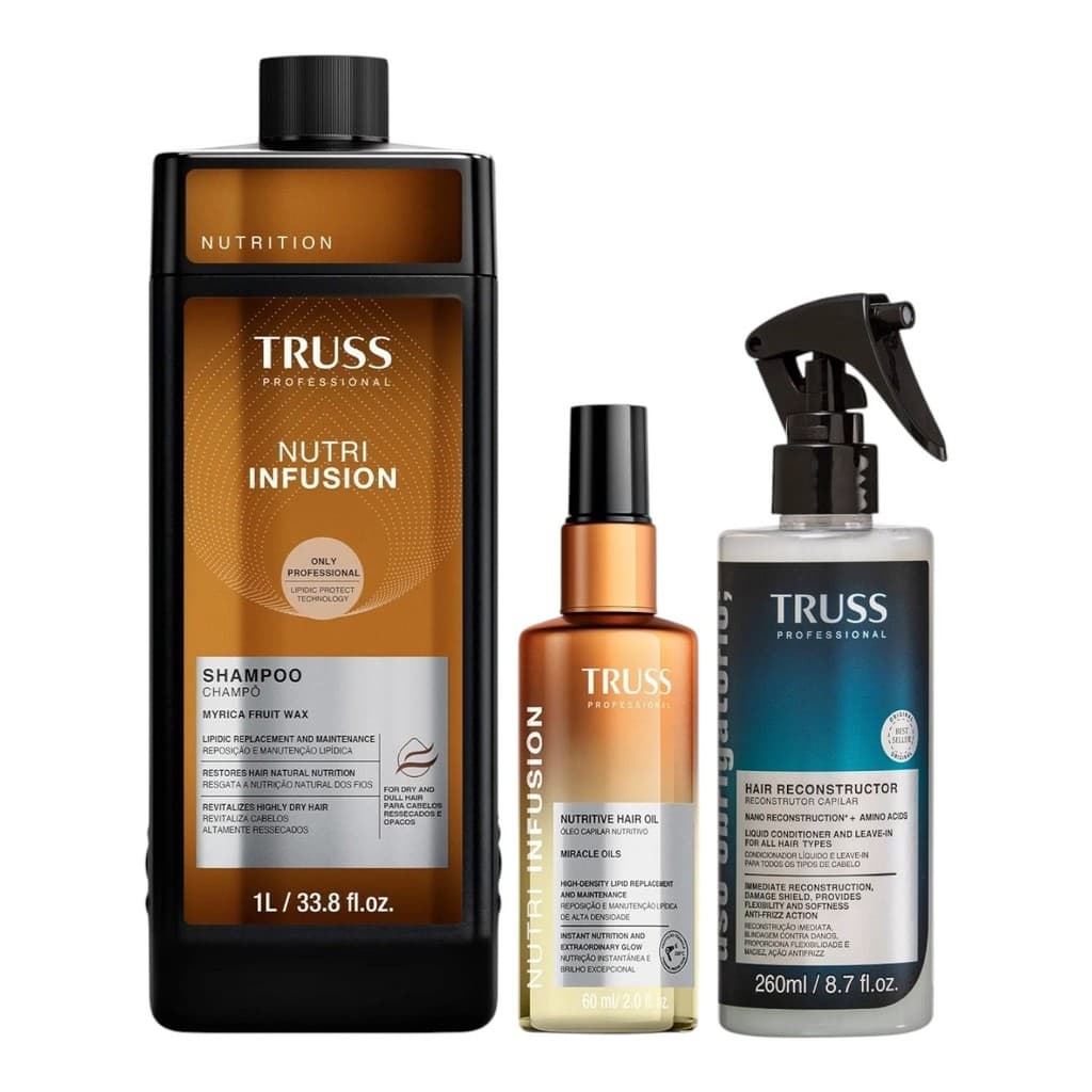 Kit Truss Nutri Infusion - Shampoo 1L + Óleo 60ml + Uso Obr. Reconstrutor Capilar 260ml