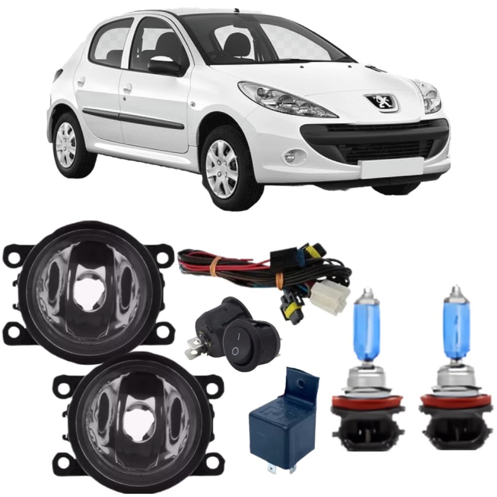 KIT FAROL DE MILHA PEUGEOT 207 2007 A 2014 ACR + S BRANCA
