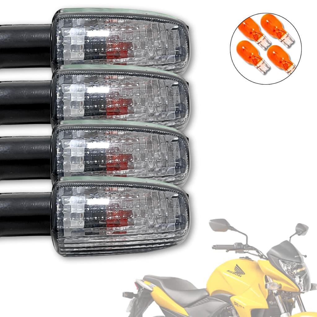Kit 4 Pisca Seta Semi Fumê Completo Cg Titan Fan 125 150 2000 A 2013 Com Lâmpada