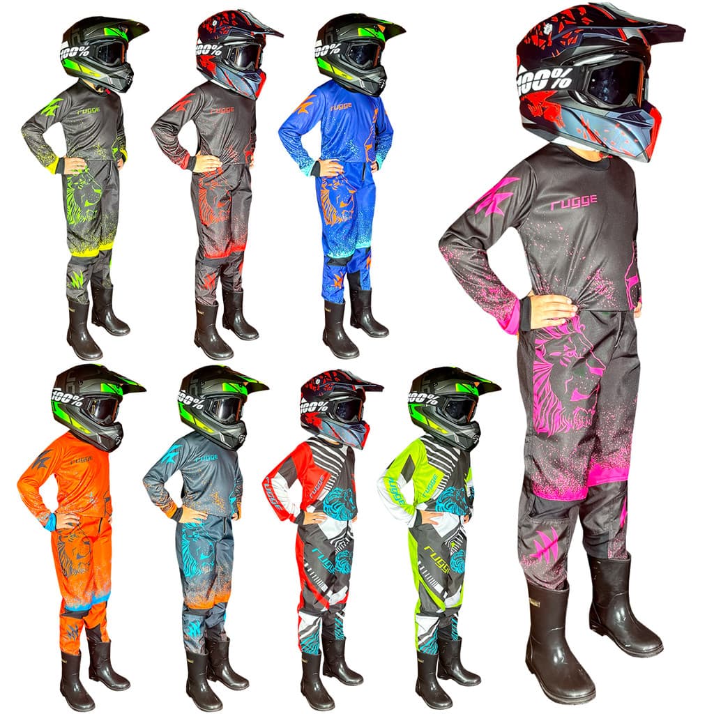 Conjunto Farda Motocross Infantil Trilha Offroad Cross Rugge Menina / Menino