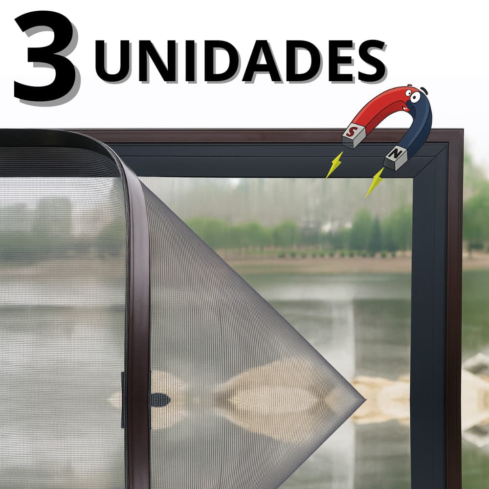 Kit 3 Telas Mosquiteira Magnetica Para Janela Com Imã Anti Mosquitos 180x150