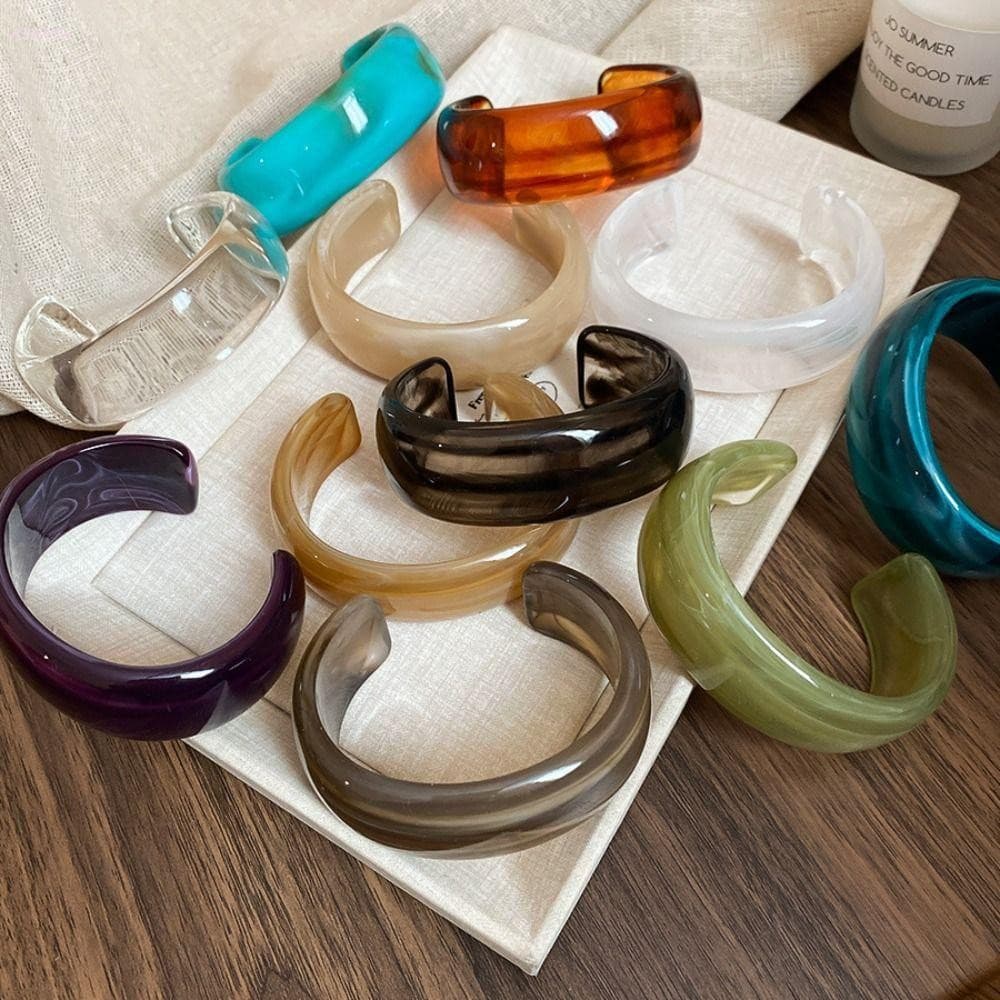Pulseira Larga Aberta ADAMES , De Resina Irregular Estilo Europeu Americano , Pulseiras De Punho Em Forma De C Acrílico