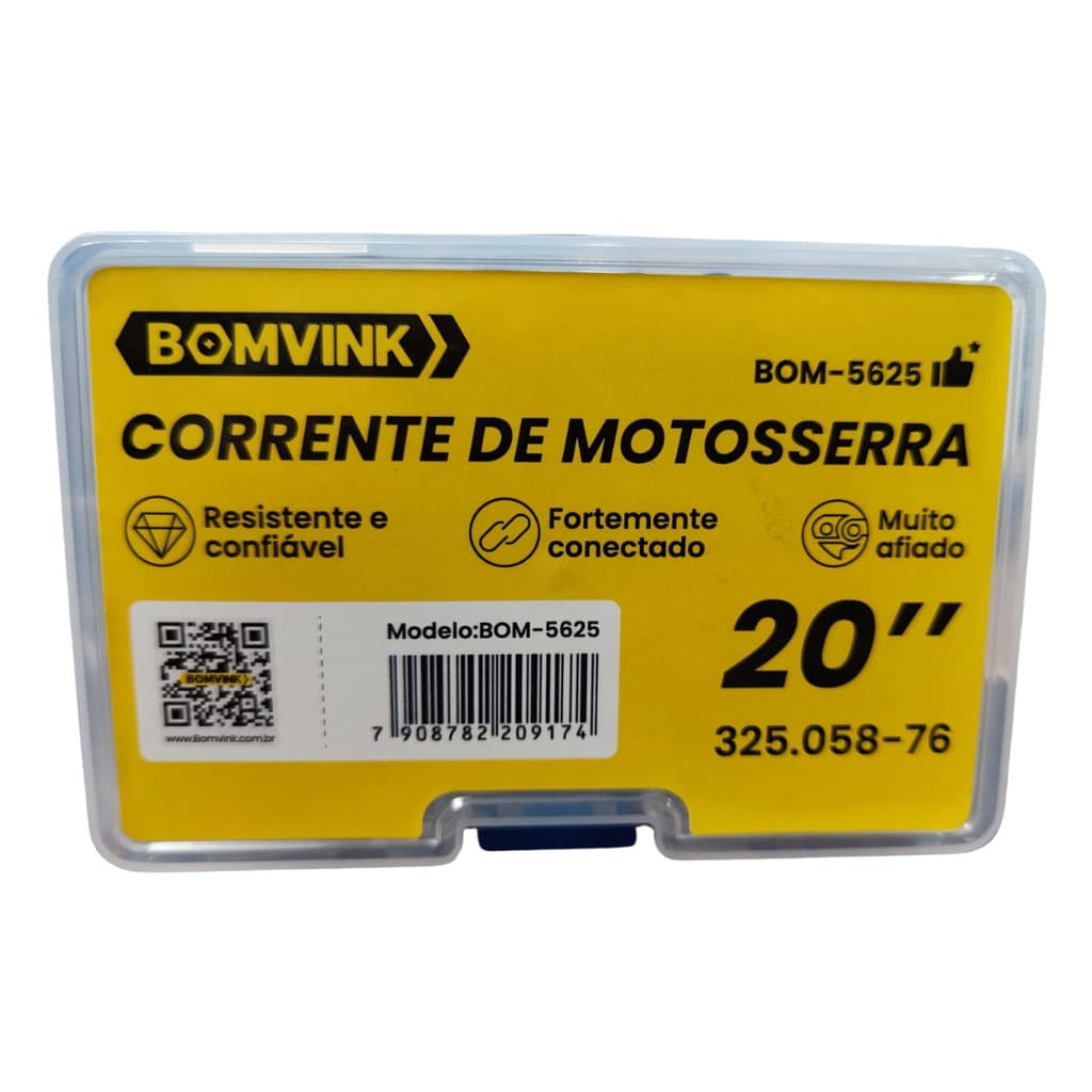 Corrente Para Motosserra 20" Aço Temperado Ultra Resistente e Afiado Bomvink BOM-5623