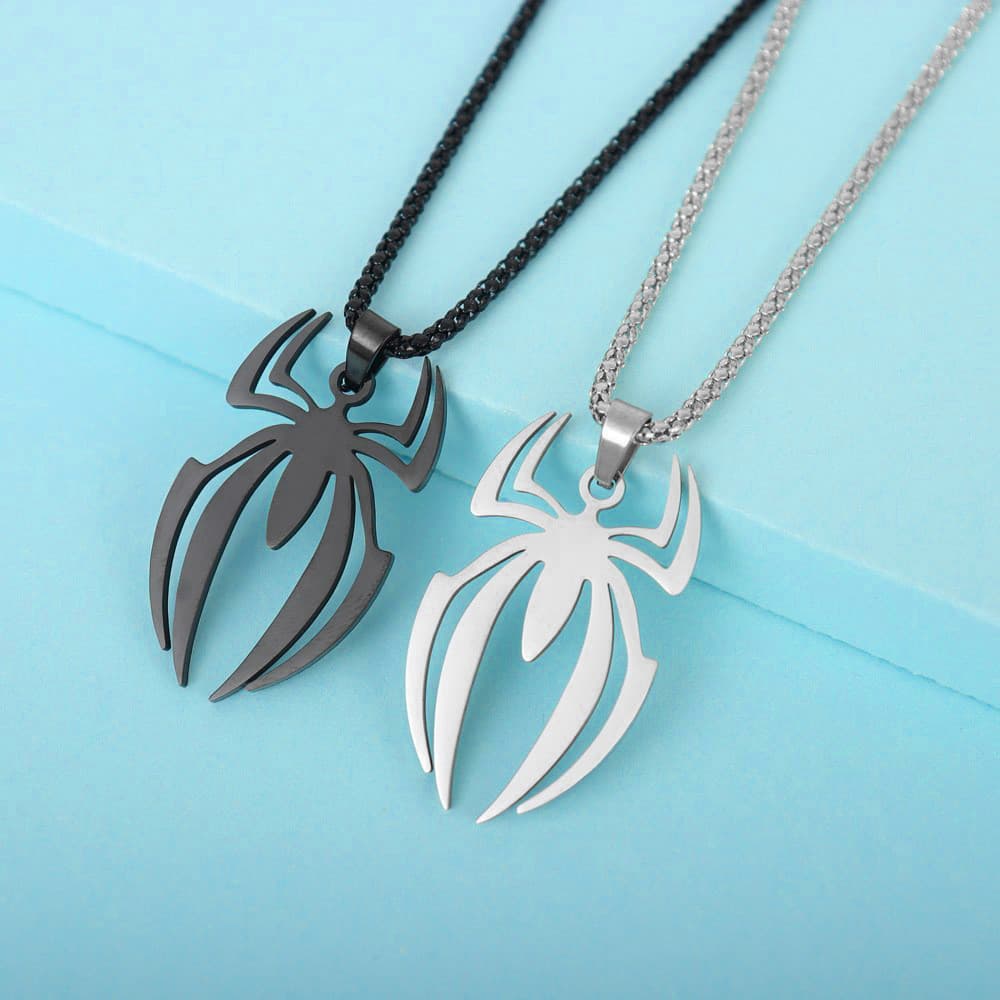 Colar de aço inoxidável do Homem-Aranha, personalidade da moda, estilo punk, colar de desenho animado