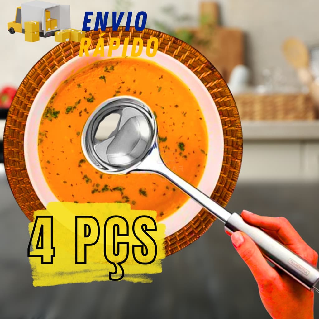 Kit 4 Concha De Feijão Sopa Caldo Molho Aço Inox 32 Cm Utensílio De Cozinha Jantar Almoço Festas
