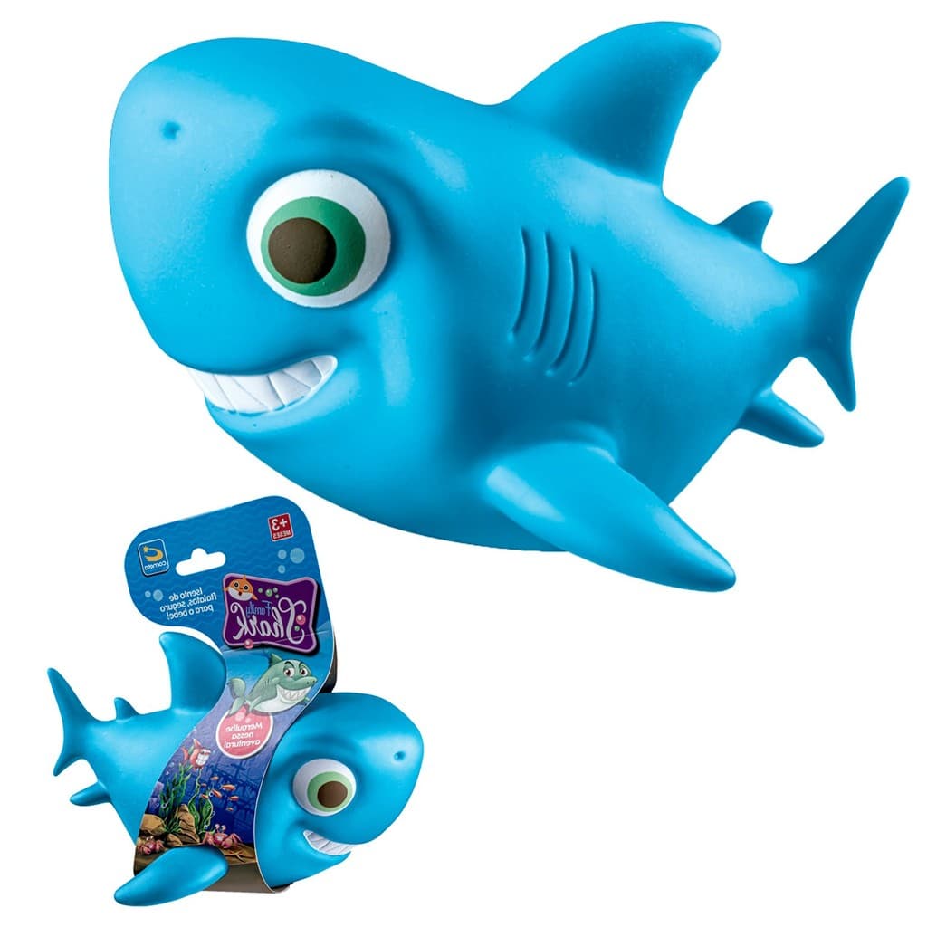 Tubarão De Brinquedo Vinil Macio Bebê Mordedor Grande Shark Family Banho Azul - Cometa Brinquedos