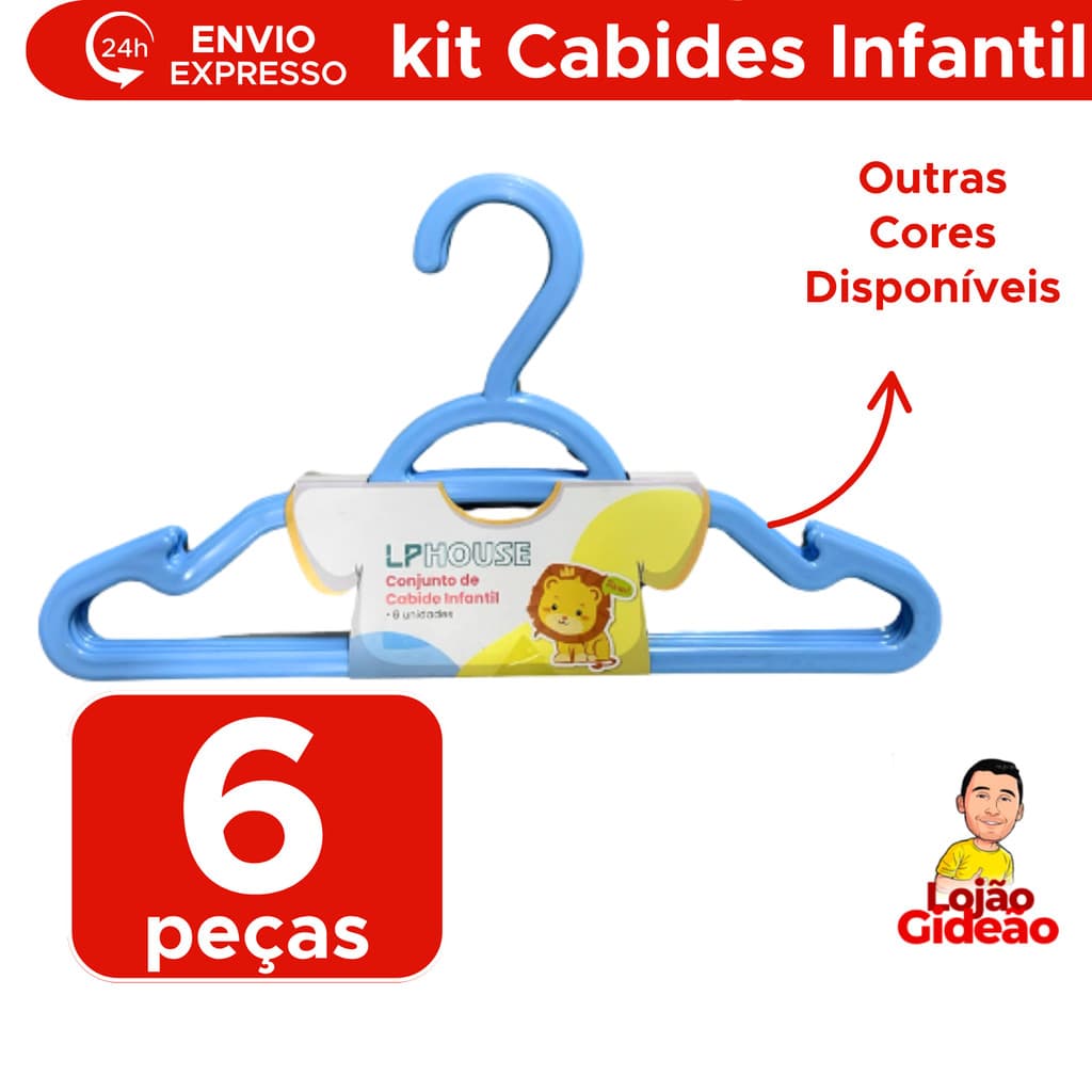 Kit Com 6 Cabides Bebe Colorido Plastico Reforçado Organizador De Roupas Infantil