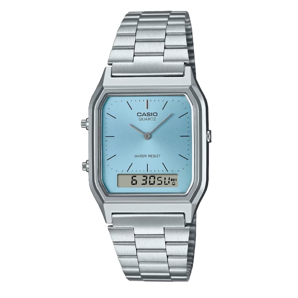 Relógio Casio Vintage AQ-230A-2A1MQYDF Prata e Azul