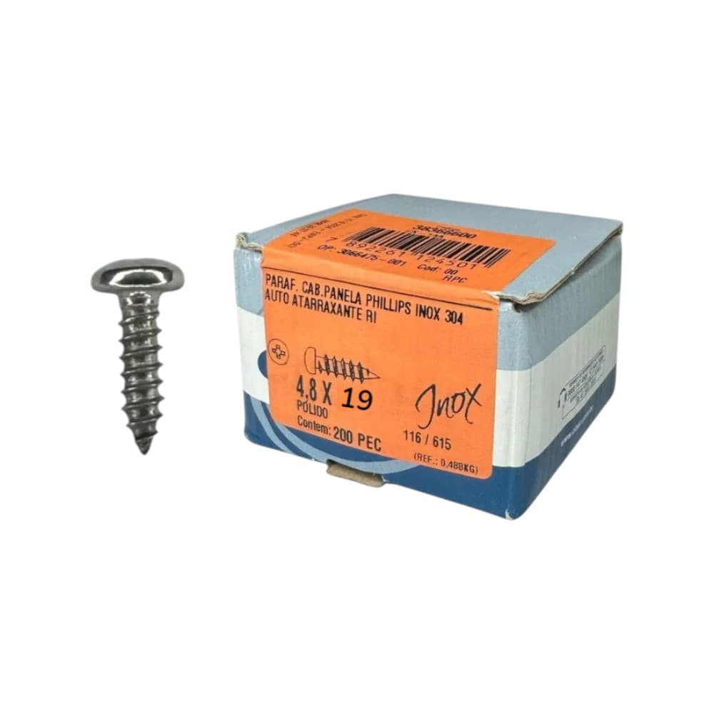 Parafuso Inox AAT Panela Phillips 4,8X19 (Caixa c/ 200 Peças)