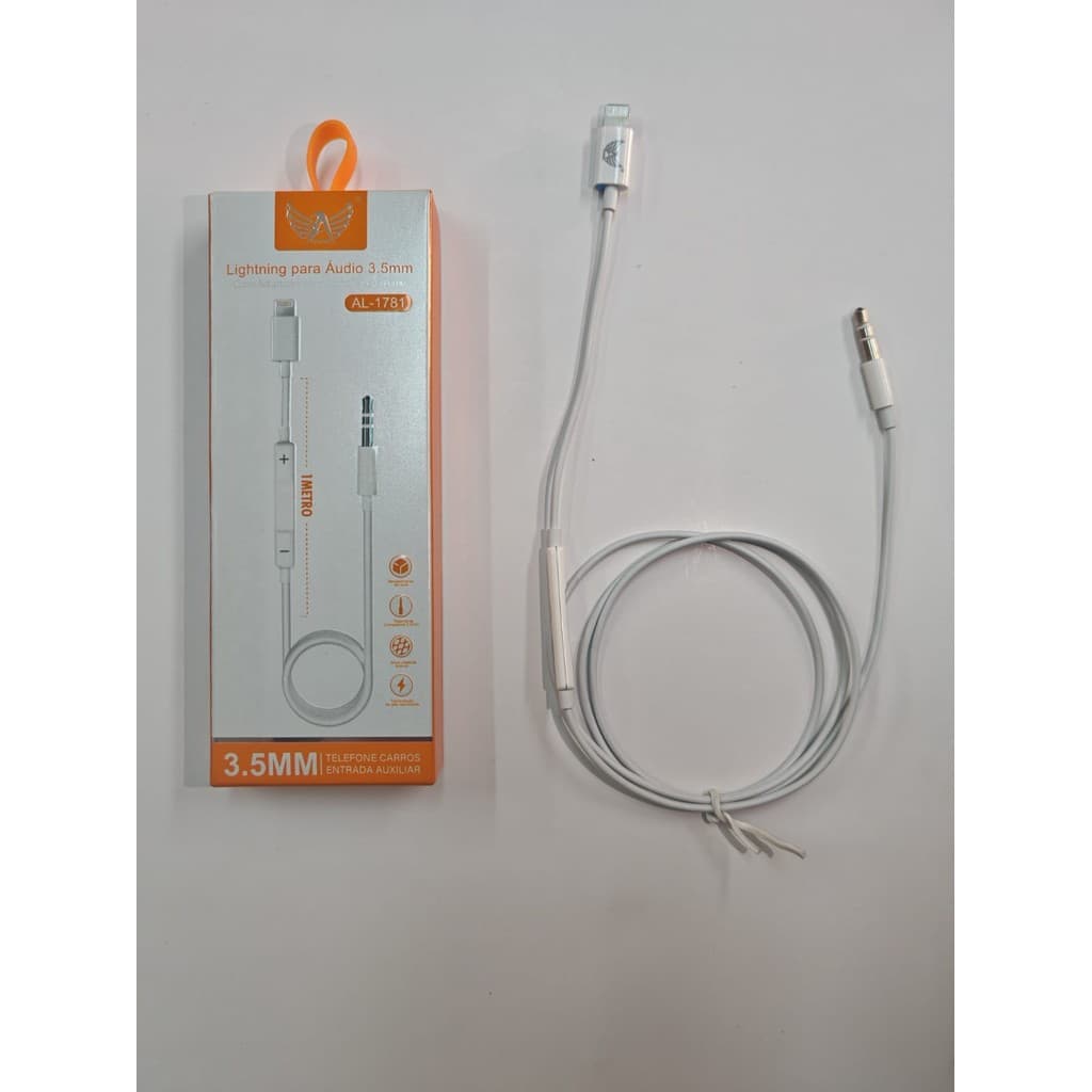 Cabo Auxiliar P2 iPhone Áudio Lightning X Xr Xs 11 12 13 Ipad Original 3.5mm Som Estéreo 1 Metro