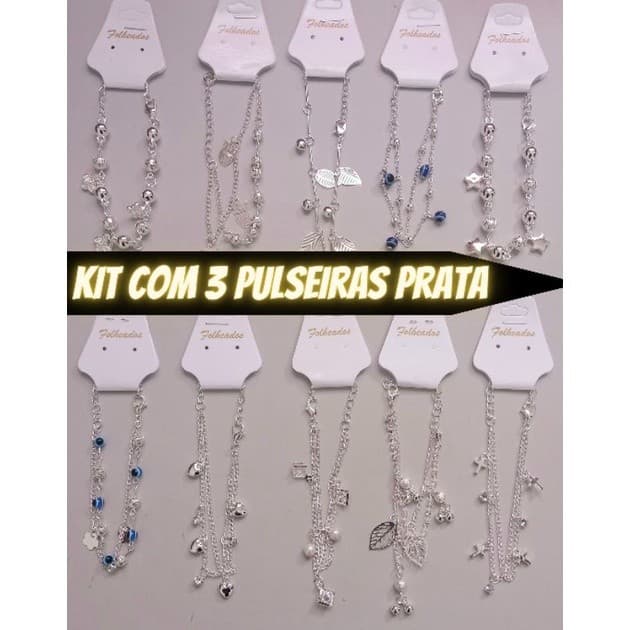 Pulseiras Feminina no kit com 3 Pulseiras Banhada a Prata 925 com Garantia