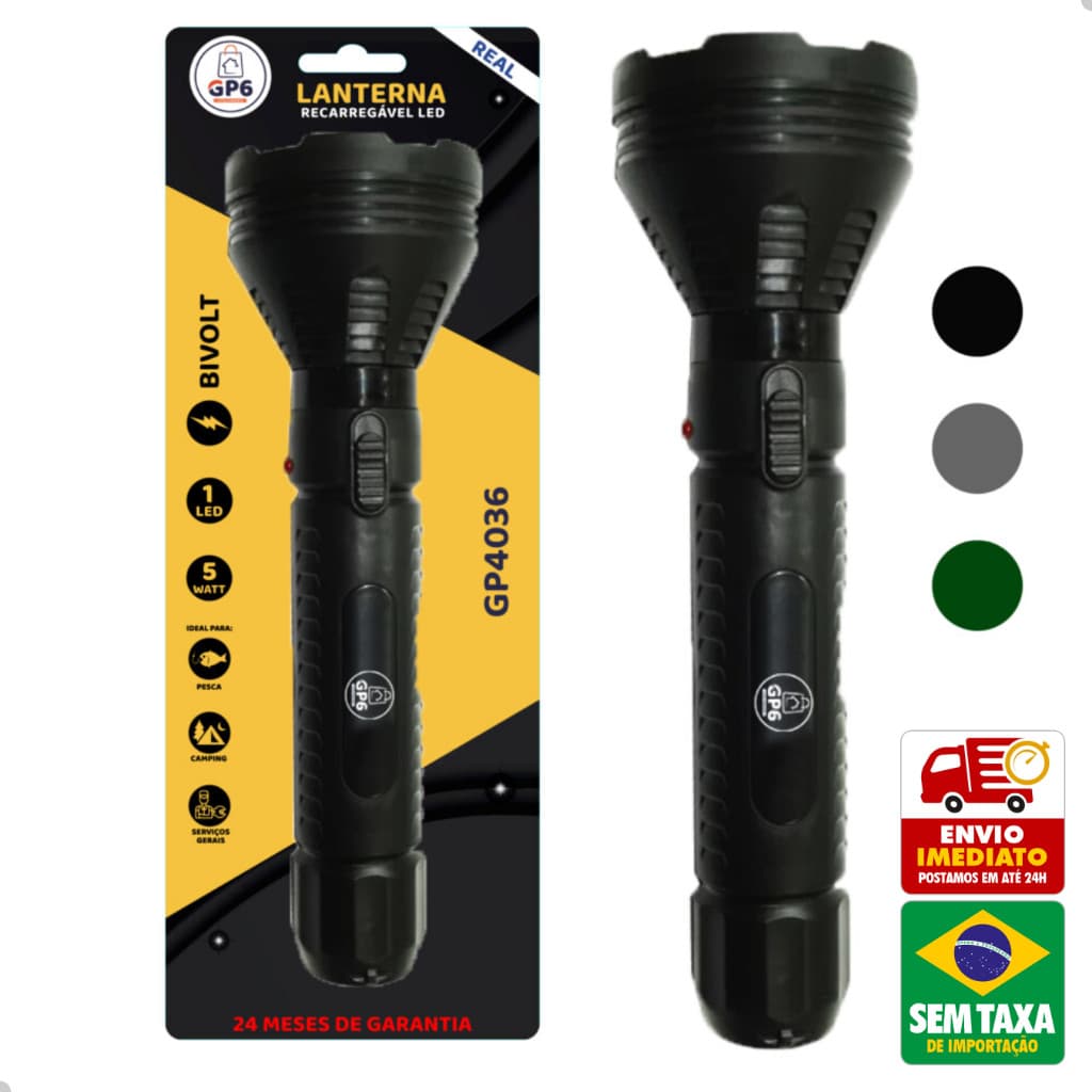 Lanterna LED Recarregável Bivolt 5W 1W Portátil Emergência Camping
