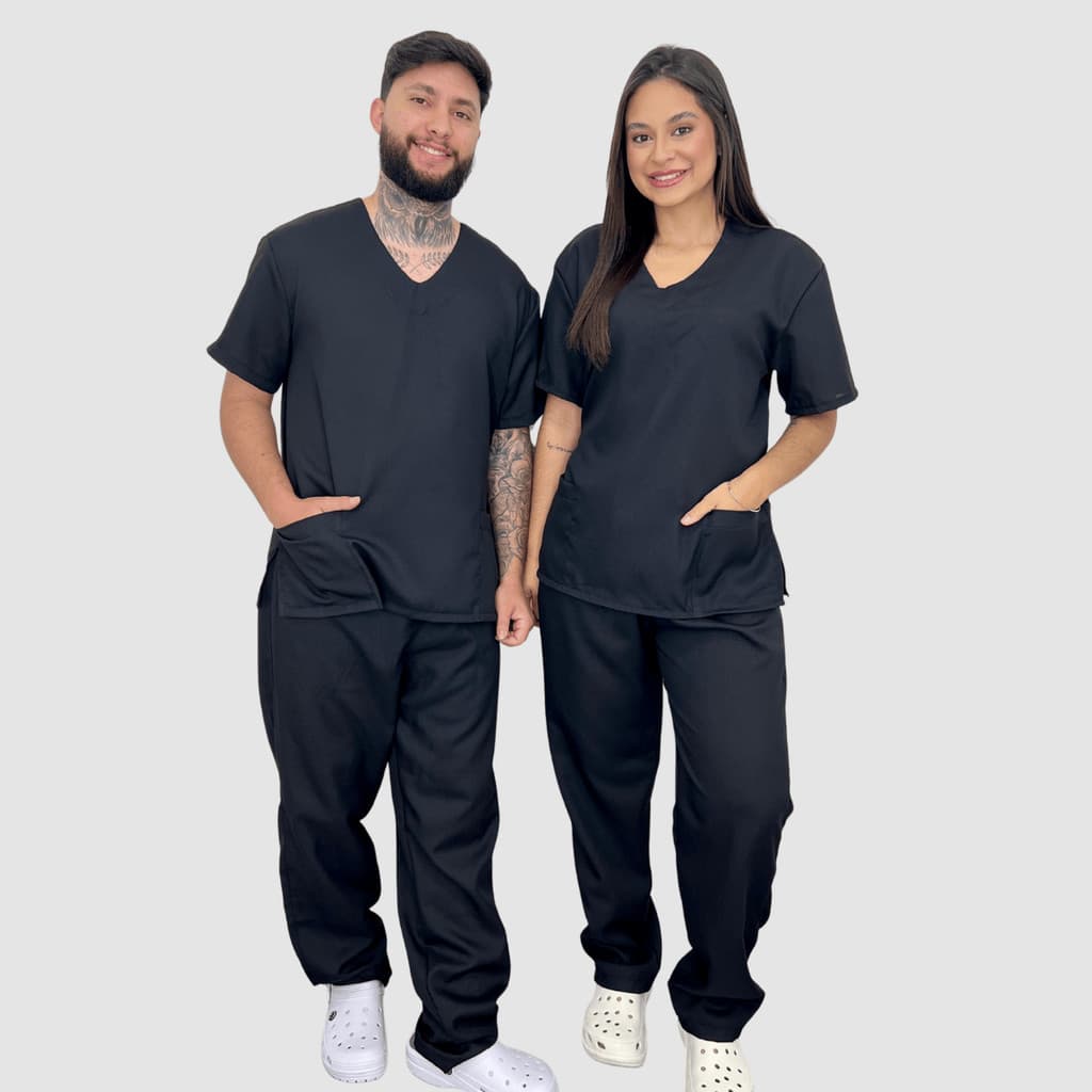 Pijama Cirúrgico Unissex Oxford Scrub Hospitalar Profissional Uniforme Médico Enfermagem Dentista