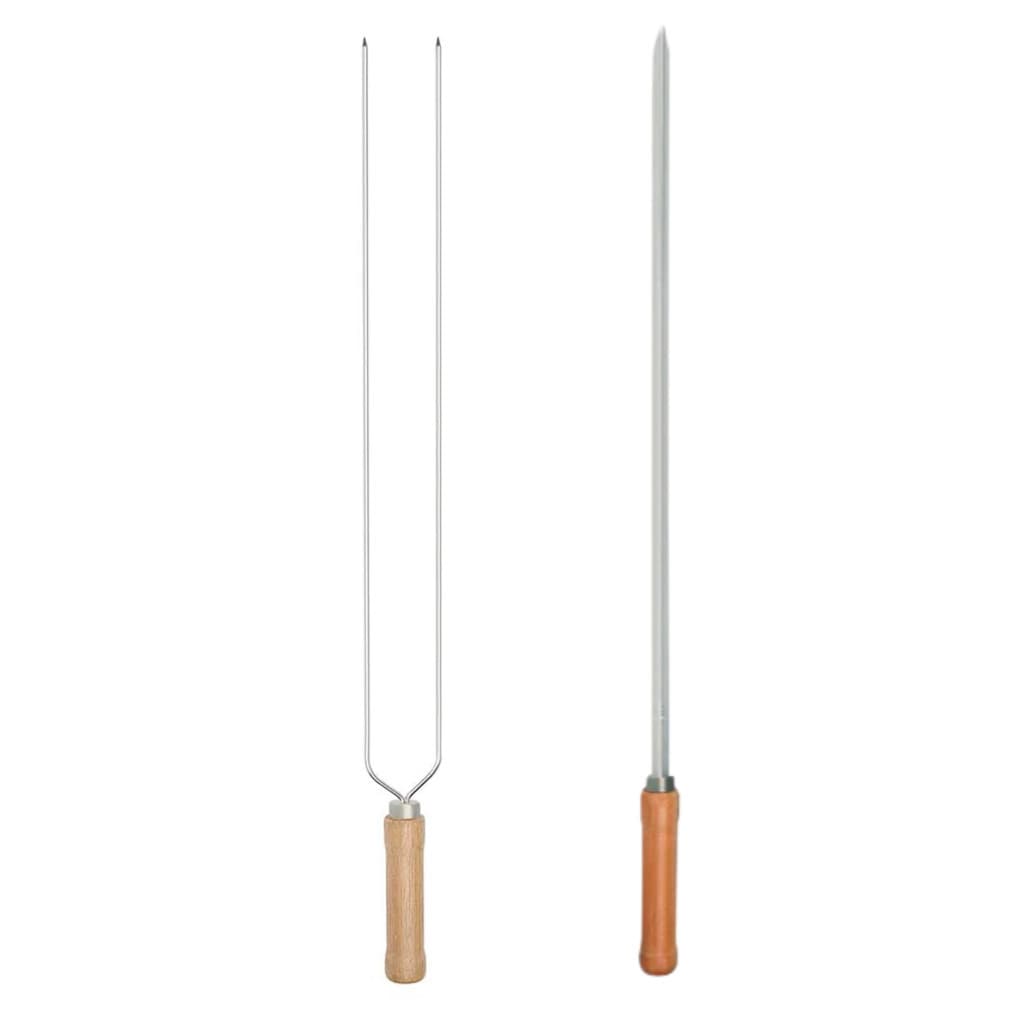 Kit Espeto Duplo + Simples p/ Churrasco Carne 65cm Aço Mor