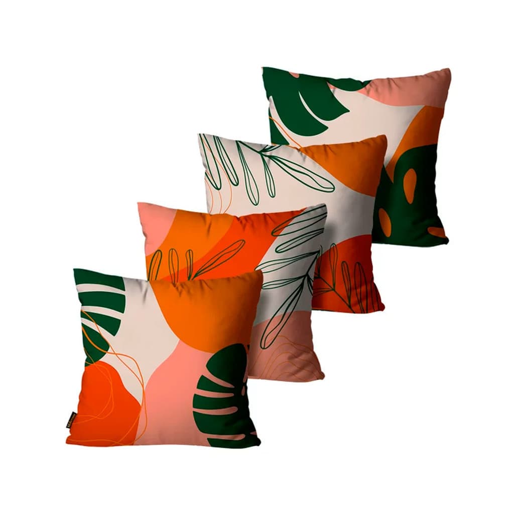 Kit 4 Capas de Almofadas Decorativas Abstratas Terracota 45x45