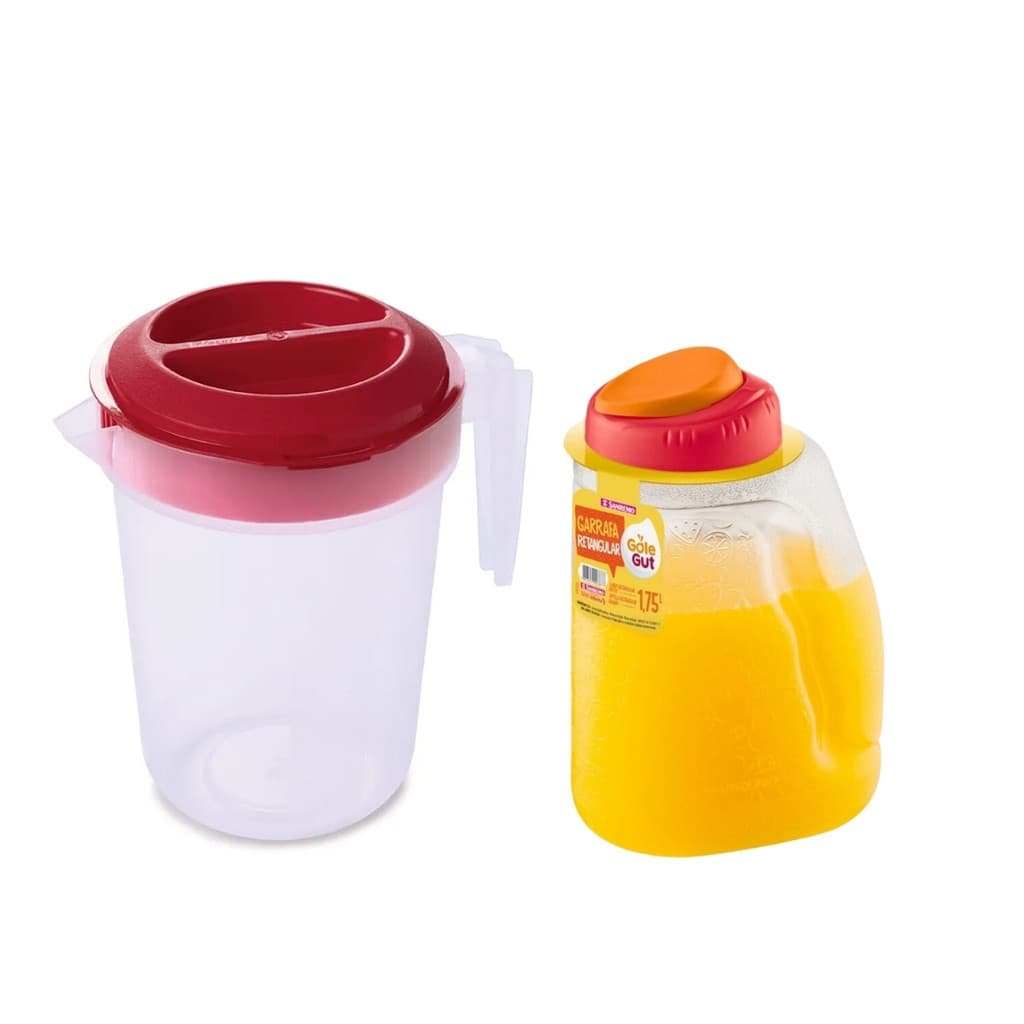 Conjunto de jarra  garrafa geladeira plásticas leve cozinha