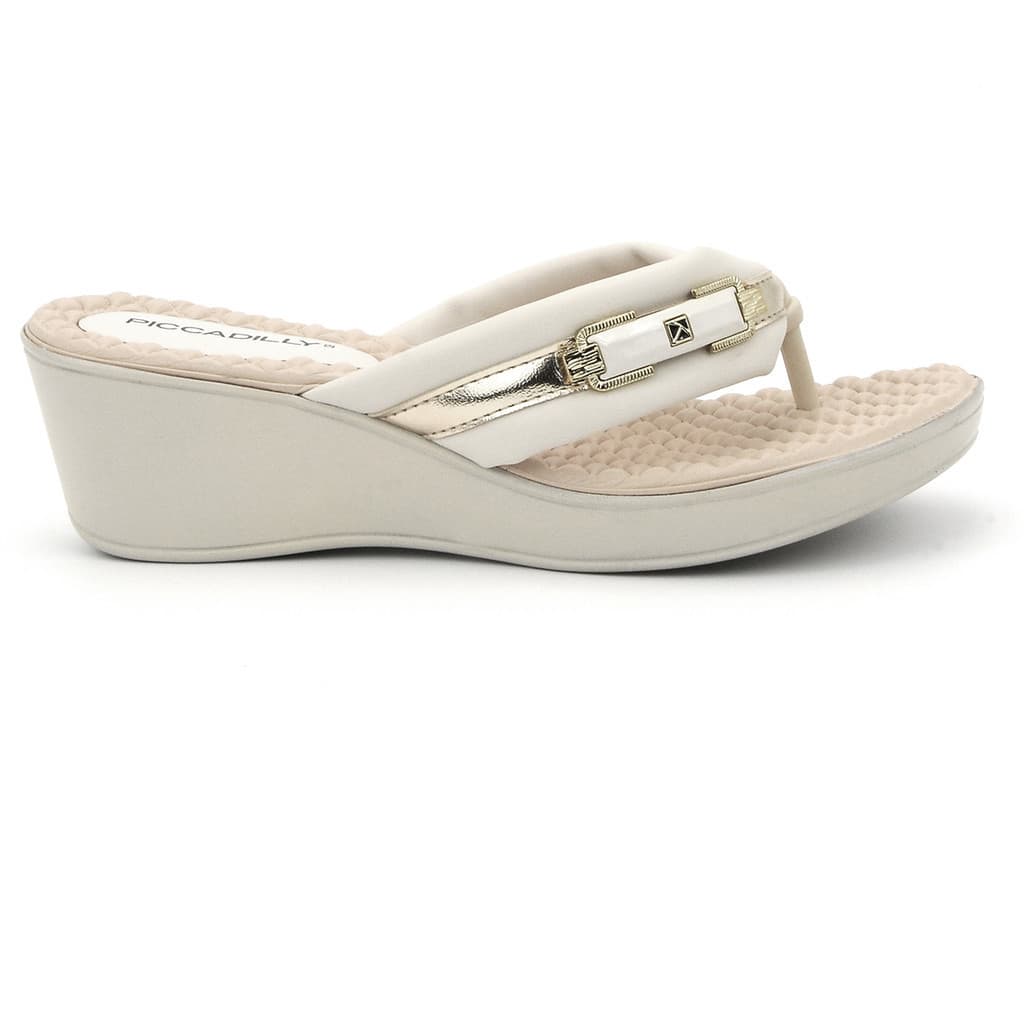 Tamanco Piccadilly 540379 Salto Anabela Dedo Fivela Feminino