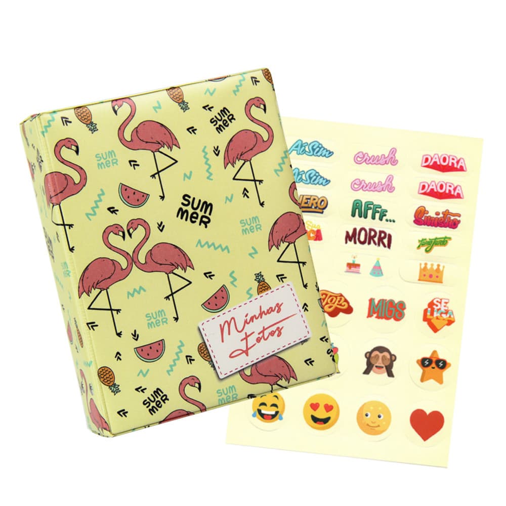 Álbum de fotos Flamingo Amarelo para 500 fotos 10x15 com Adesivo - 6658/419 - 5645