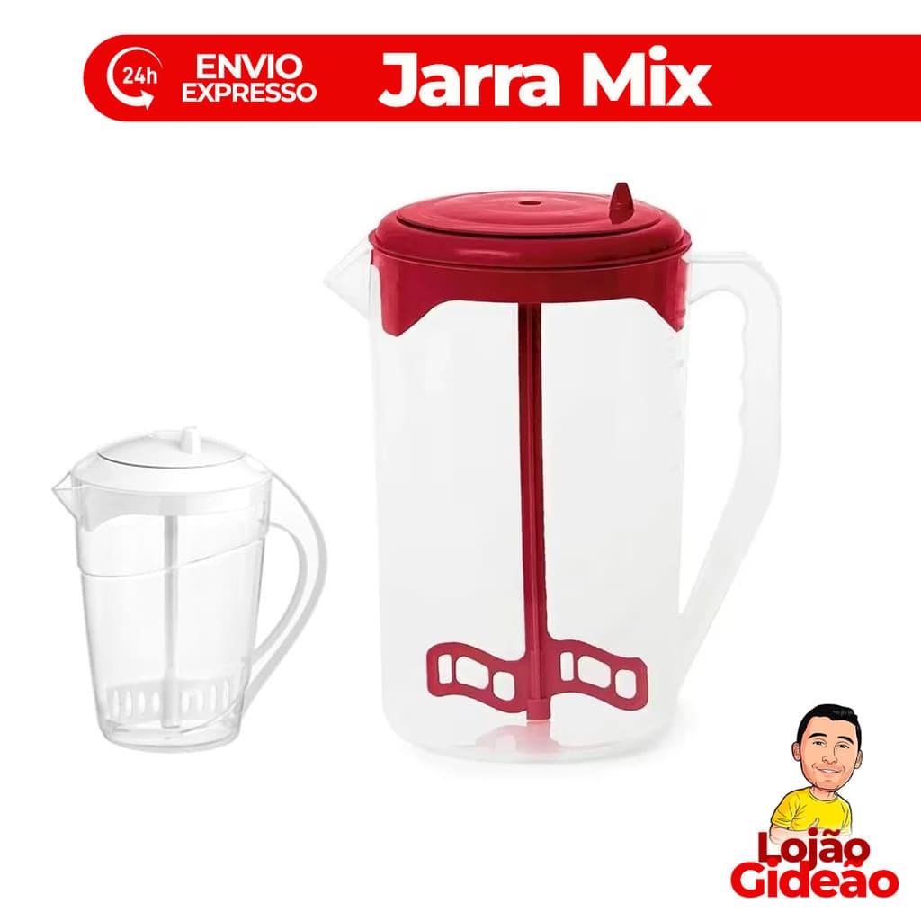 Jarra de Água Suco 2 Litros Tampa Com Mix Misturador Mixer Para Bebidas