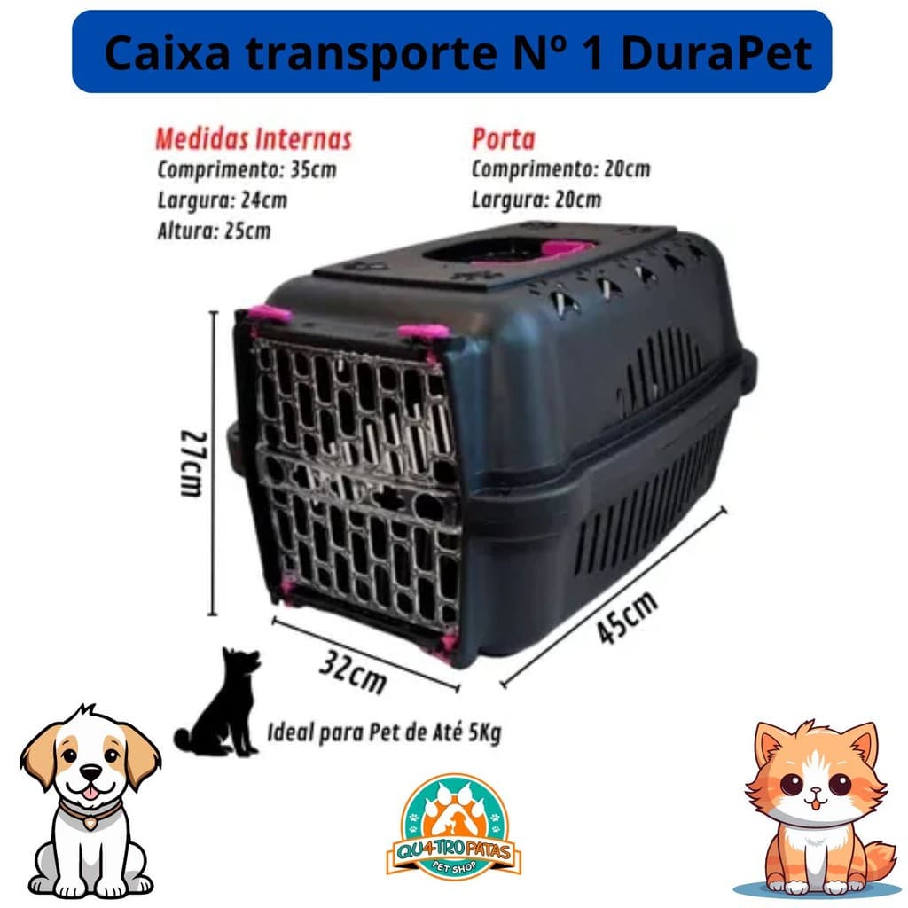 Caixa de Transporte DuraPets Nº 1, 2 e 3