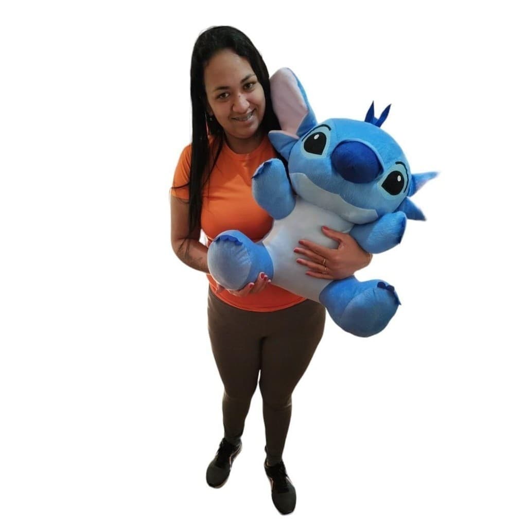 Bicho de Pelúcia  Azul e Rosa Stitch AntiAlérgica 45 Centímetros Desenho Animado