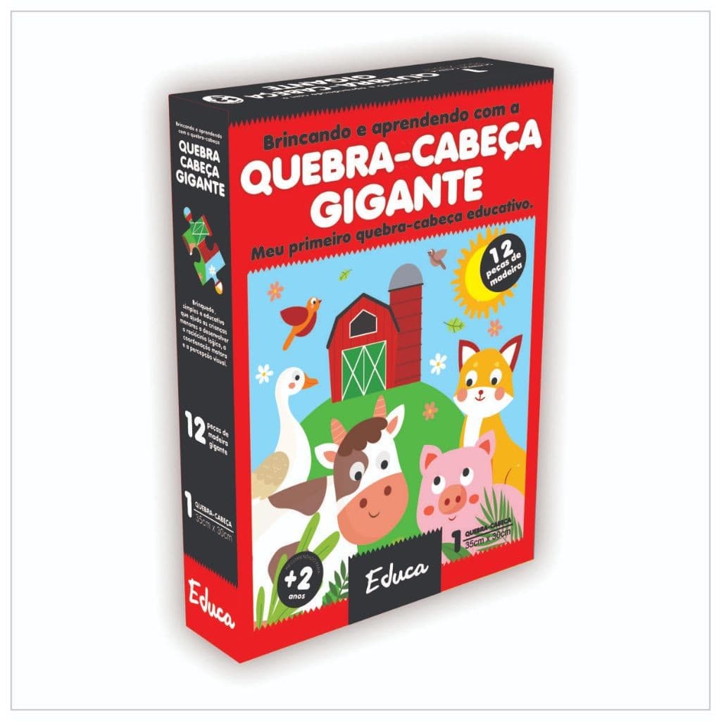 Meu Primeiro Quebra-cabeça Gigante Madeira Animais Madeira Educativo Pedagógico Didático Infantil
