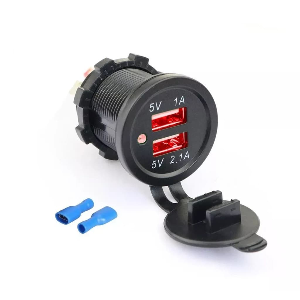 Carregador tomada Usb duplo 3.1A Encaixe Veicular Nautico onibus Vermelho KLX Qualidade e Inovação