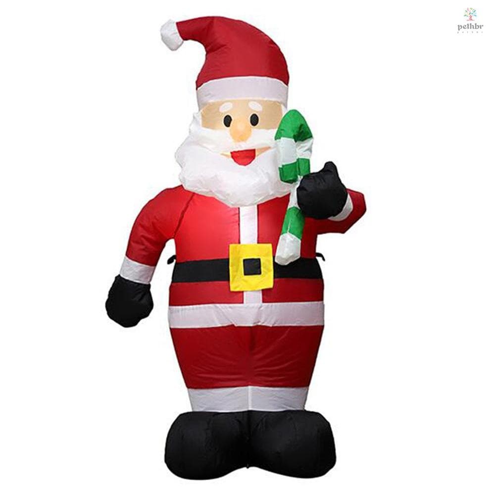 Decorações Infláveis De Natal 4 Pés Inflável Papai Noel Com Bastão De Doces À Prova D'água Explodir Quintal Iluminado