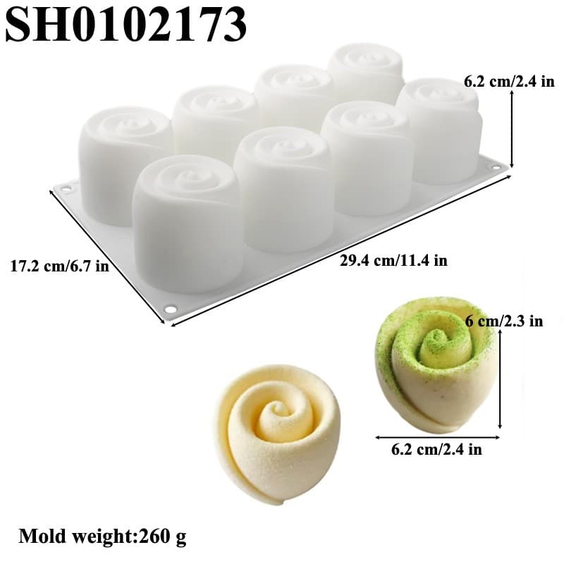 8 rosa Silicone Mousse molde bolo sobremesa francesa perfumado vela molde casamento dia dos namorados novo estilo