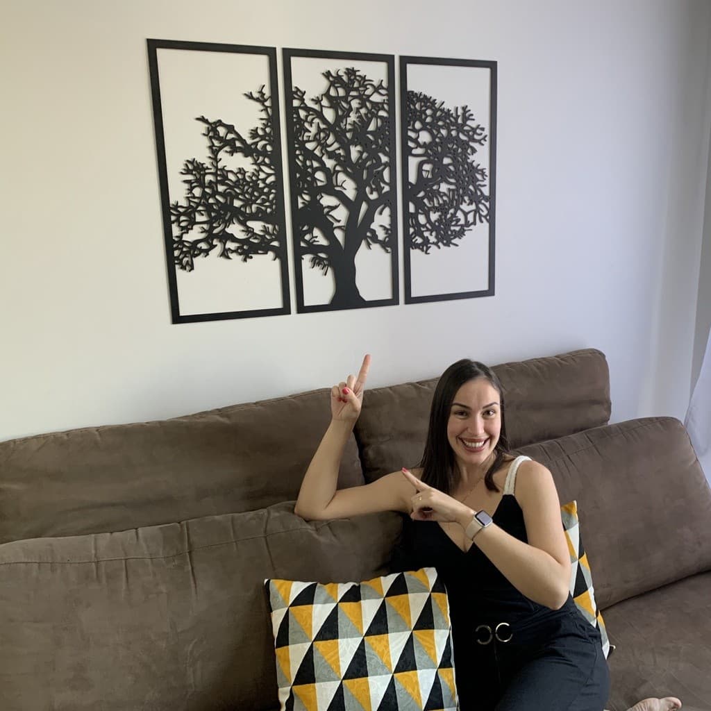 Quadro Decorativo Vazado Árvore da Vida MDF 3mm Preto Fosco