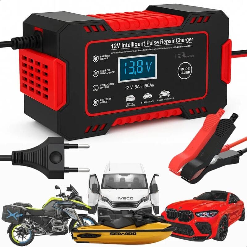 Carregador de bateria carro automotivomotocarregador 12vcarregador bivolte Inteligente Digital 4ah até 100ah Universal